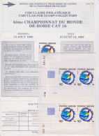 TAHITI - Circulaire Philatélique N°82-07 Du 13 Août 1982 + 4 Coin Daté "4° Championnat Du Monde Hobie Cat 16"_T.Doc31 - Lettres & Documents