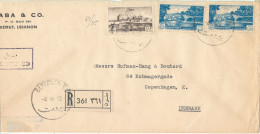 Lebanon Registered Cover Sent To Denmark 8-4-1952 The Cover Is Cut In The Left Side - Libano