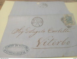 1873 LETTERA CON ANNULLO CIVITAVECCHIA X VITERBO - Marcophilia