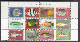 2014 Suriname Surinam Fish Poissons Vissen Complete Block Of 12 MNH - Suriname