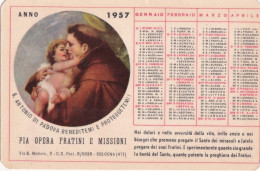 Calendarietto - Pie Opera Fratini E Missioni - Bologna  - Anno 1956 - Kleinformat : 1941-60