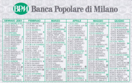 Calendarietto - Banca Popolare Di Milano - Anno 2001 - Tamaño Pequeño : 2001-...