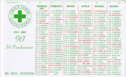 Calendarietto - Croce Verde - Alessandria - Anno 2001 - Small : 2001-...