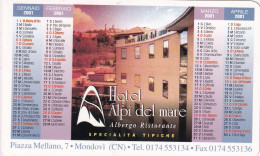 Calendarietto - Hotel Alpi Del Mare - Mondovi - Anno 2001 - Small : 2001-...