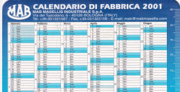 Calendarietto - Mab Masellis Industriale - Bologna - Anno 2001 - Klein Formaat: 2001-...