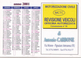 Calendarietto - Motorizzazione Civile - Pignataro Interamna - Anno 2001 - Small : 2001-...