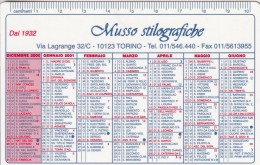 Calendarietto - Musso Stilografiche - Torino - Anno 2001 - Petit Format : 2001-...