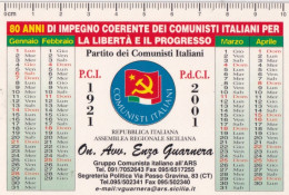 Calendarietto - P.c.i. - Partito Dei Comunisti Italiani - Anno 2001 - Klein Formaat: 2001-...