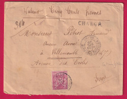 N°98 ENTRAINS SUR BOHAIN NIEVRE 1899 POUR VILLEMONBLE SEINE LETTRE CHARGE LETTRE - 1877-1920: Semi Modern Period