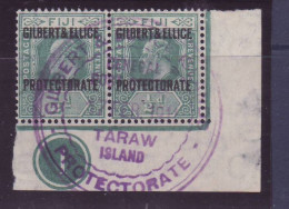 Gilbert & Ellice SG 1 Pair With Control And Taraw Island Cancellation Rare - Gilbert & Ellice Islands (...-1979)