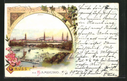 Lithographie Hamburg-Neustadt, Totalansicht Mit Alster  - Mitte