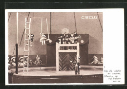AK Zirkus Aus Holzspielzeug, Op De Ladder En Trapeze  - Oblitérés