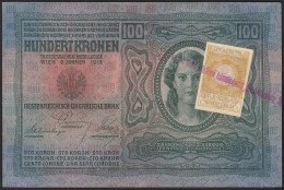 Österreich/Ungarn 100 Kr. Jugoslawien Ex Staaten Mit Stempel Und Briefmarke - Yougoslavie
