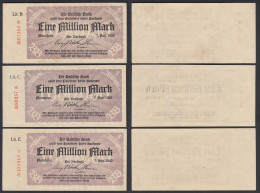 Baden Länderbanknoten 3 Stück á 1 Million Mark Lit: B,C,E Ro.PS912a (26112 - Autres & Non Classés