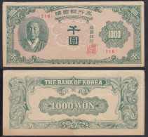South Korea 1000 Won Banknote (1950) Pick 8 VF- (3-)    (29696 - Andere - Azië