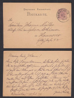 Remscheid Deutsches Reich 1879 5 Pfennige Postkarte Ganzsache Nach Hannover - Other & Unclassified