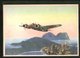 Künstler-AK Van Looij, Flugzeug, Bristol Beaufighter, Jachtkruiser  - 1939-1945: 2de Wereldoorlog