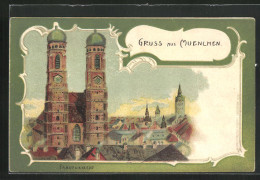 Lithographie München, Die Türme Der Frauenkirche  - Andere & Zonder Classificatie