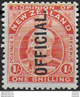 1910 New Zealand OFFICIAL 1s. Vermilion MH SG. N. O77 - Other & Unclassified