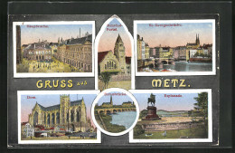 CPA Metz, Hauptwache, Dom, Esplanade, La Gare-Portal  - Metz
