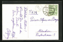 AK Pferde An Tränke, Mit Autograph Von Prinz Alfons Von Wrbna  - Other & Unclassified