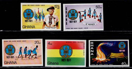 GHA-06- GHANA- 1971 - MNH IMPERFORATE- SC#:421-425 - SCOUTS- 50TH ANNIV. GIRL GUIDES - Ghana (1957-...)