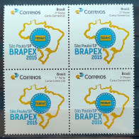 PB 16 Brazil Personalized Stamp Brapex Maps Logo Gomado 2015 Block Of 4 - Personalizzati