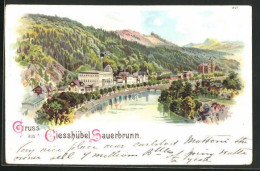 Lithographie Giesshübl-Sauerbrunn, Panoramablick Auf Den Ort  - Czech Republic