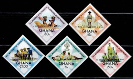 GHA-08- GHANA- 1973 - MNH IMPERFORATE- SC#:484-488 - SCOUTS- OVPTD- 1ST WORLD SCOUT CONFERENCE IN AFRICA - Ghana (1957-...)