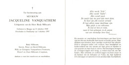 Jacqueline Vanquathem (1949-1997) - Devotieprenten