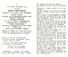 Arthur Van Parys (1910-1983) ~ Weerstander (1940-1945) - Devotieprenten