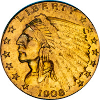 Etats-Unis - 2,5 Dollars Tête D'indien 1908 - 2.50$ - Quarter Eagles - 1908-1912: Indian Head