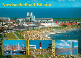 73906527 Buesum Nordseebad Fliegeraufnahme Fischereihafen Leuchtturm Strandparti - Büsum