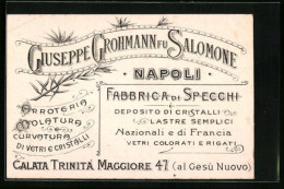 Vertreterkarte Napoli, Fabrica Dei Specchi, Giuseppe Grohmann Fu Salomone  - Unclassified