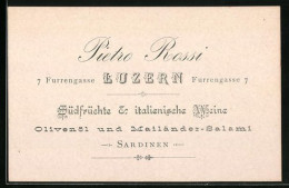 Vertreterkarte Luzern, Handel Für Südfrüchte & Italienische Weine, Pietro Rossi  - Non Classés