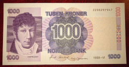 Norway 1000 Kroner P45a 1989 UNC - Norway