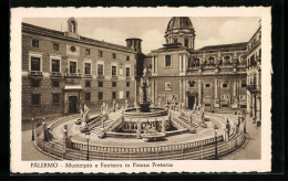 Cartolina Palermo, Muncipio E Fontana In Piazza Pretoria  - Palermo