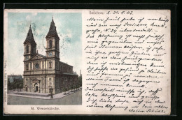 AK Prag-Smichow, St. Wenzelskirche  - Tchéquie