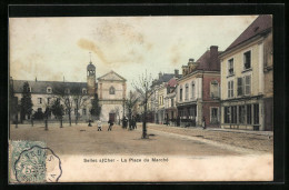 CPA Selles-sur-Cher, La Place Du Marché  - Selles Sur Cher