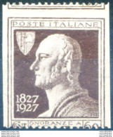 Regno. Alessandro Volta 60 C. 1927. Varietà. Linguellato. - Variedades Y Curiosidades