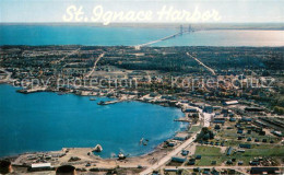 73715805 St Ignace The Harbor And Mackinac Bridge Aerial View St Ignace - Autres & Non Classés