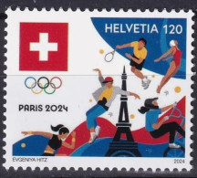 Switzerland 2024 Summer Olympic Games, Paris Olympics,Cycling,Bike,Dance,Tennis,Water Aerobics,Eiffel Tower, MNH (**) - Neufs