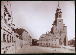 Fotografie Brück & Sohn Meissen, Ansicht Oederan I. Sa., Strassenpartie Am Gewerbeamt Und Kirche  - Lieux