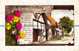 R121726 Greetings. For Aunties Birthday. With My Love. Houses And Street. Flower - World