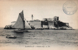 (RECTO / VERSO) MARSEILLE EN 1911 - CHATEAU D' IF AVEC VOILIER - CPA - Château D'If, Frioul, Iles ...