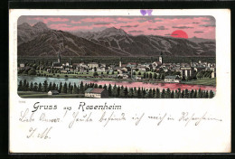 Lithographie Rosenheim, Der Ort Bei Sonnenaufgang  - Rosenheim