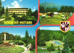 TATRA MATLIARE, MULTIPLE VIEWS, ARCHITECTURE, CARS, EMBLEM, PARK, POOL, TENT, RESORT, SLOVAKIA, POSTCARD - Slowakije