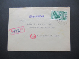 Franz. Zone Württemberg Nr.12 EF Einschreiben R-Zettel Als Stempel Lindau Bodensee - Wangen Im Allgäu German Geschäftli - Wurtemberg