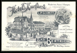 Künstler-AK Bad Bertrich-St. Bullay /Moselbahn, Hotel Kurfürst Von C. P. Schmitt  - Bad Bertrich