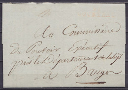 L. Datée 24 Fructidor An 4 (10 Septembre 1796) De THIELT Pour BRUGES - Griffe "9I / COURTRAI" - 1794-1814 (French Period)